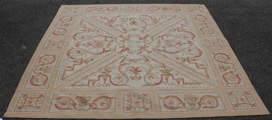 A small Aubusson tapestry square shaped rug 210 x 210cm